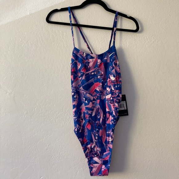 Nike Gemstone Lace Up One Piece Swimsuit NWT Racing Secure Swim Team Size 34/8 - Picture 1 of 11